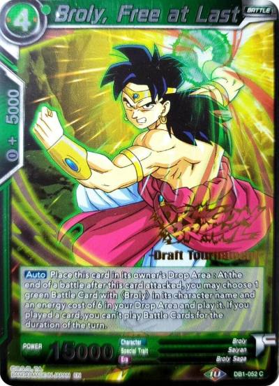 Broly Free at Last Dragon Brawl Draft Tournament Gold Stamped DB1-052 Promotion Cards Dragonball Super card