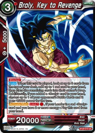 Broly Key to Revenge BT29-015 Fearsome Rivals Dragonball Super card
