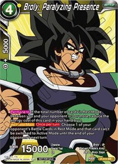Broly Paralyzing Presence Broly Pack Vol 3 P-111 Promotion Cards Dragonball Super card