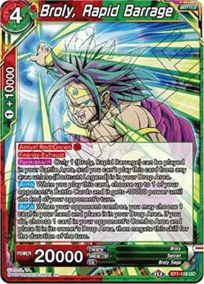 Broly Rapid Barrage BT7-116 Assault of the Saiyans Dragonball Super card