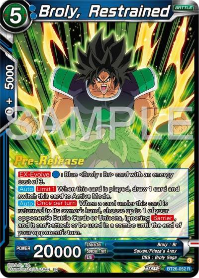 Broly Restrained BT26-052 Ultimate Advent Pre-Release Cards Dragonball Super card