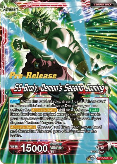 Broly SS Broly Demons Second Coming BT15-002 Saiyan Showdown Pre-Release Cards Dragonball Super card
