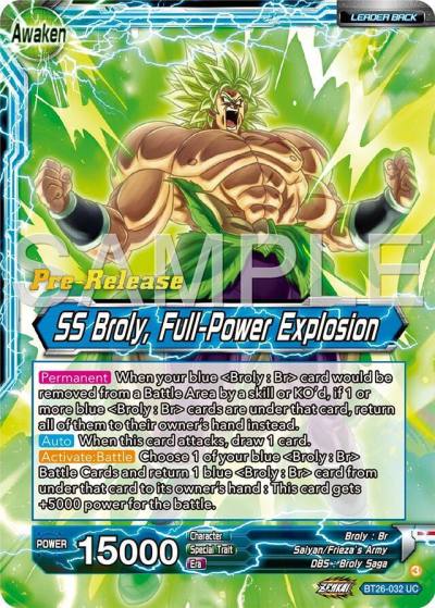 Broly SS Broly Full Power Explosion BT26-032 Ultimate Advent Pre-Release Cards Dragonball Super card