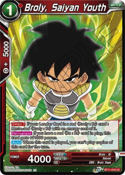 Broly Saiyan Youth BT11-018 Vermilion Bloodline Dragonball Super card