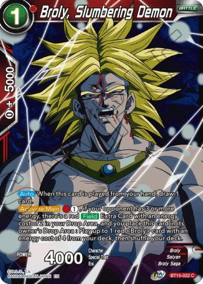 Broly Slumbering Demon BT15-022 Saiyan Showdown Dragonball Super card