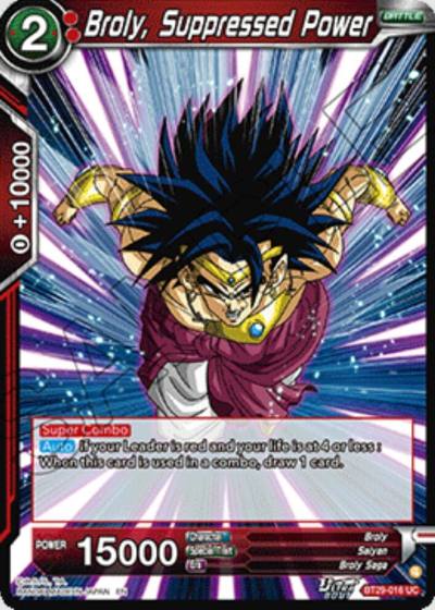 Broly Suppressed Power BT29-016 Fearsome Rivals Dragonball Super card