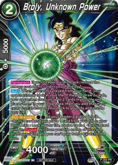 Broly Unknown Power P-350 Tournament Promotion Cards Dragonball Super card