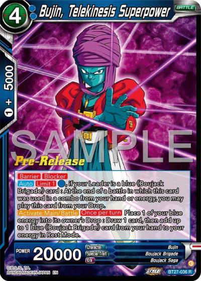 Bujin Telekinesis Superpower BT27-036 History of Z Pre-Release Cards Dragonball Super card
