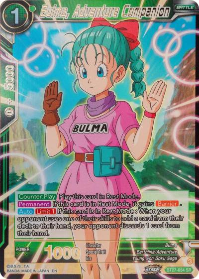 Bulma Adventure Companion BT27-054 History of Z Dragonball Super card