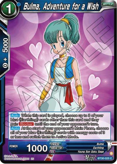 Bulma Adventure for a Wish BT30-025 Three Glorious Fighters Dragonball Super card