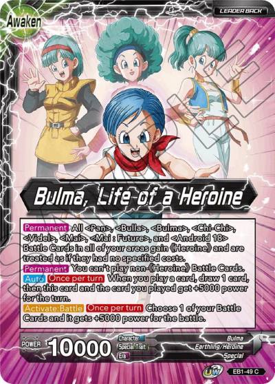 Bulma Bulma Life of a Heroine Foil EB1-49 Battle Evolution Booster Dragonball Super card