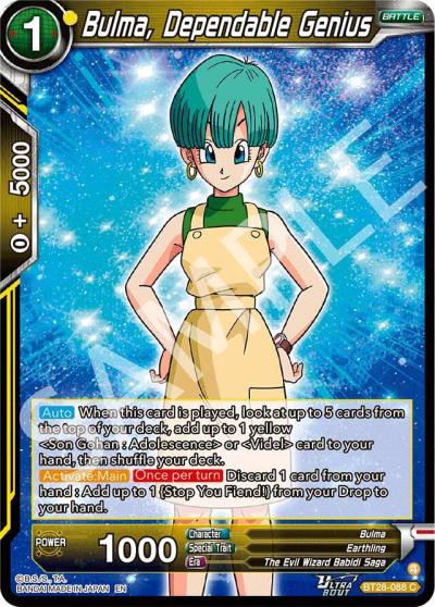 Bulma Dependable Genius BT28-088 Prismatic Clash Dragonball Super card