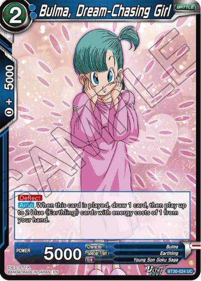 Bulma Dream Chasing Girl BT30-024 Three Glorious Fighters Dragonball Super card