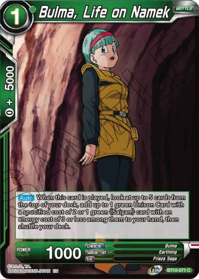 Bulma Life on Namek BT10-071 Rise of the Unison Warrior Dragonball Super card