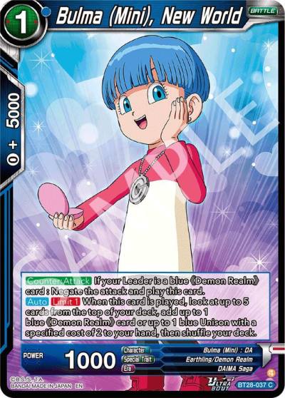 Bulma Mini New World BT28-037 Prismatic Clash Dragonball Super card
