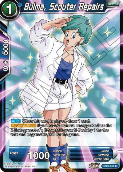 Bulma Scouter Repairs BT23-054 Perfect Combination Dragonball Super card