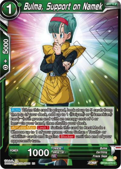 Bulma Support on Namek BT24-070 Beyond Generations Dragonball Super card