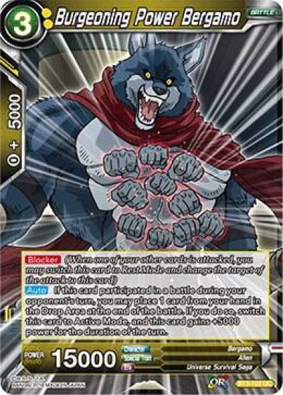 Burgeoning Power Bergamo BT3-103 Cross Worlds Dragonball Super card