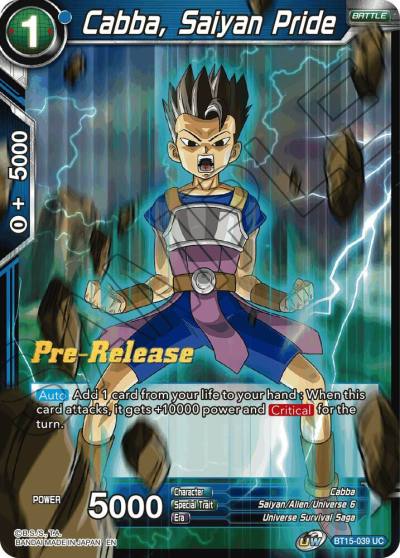 Cabba Saiyan Pride BT15-039 Saiyan Showdown Pre-Release Cards Dragonball Super card
