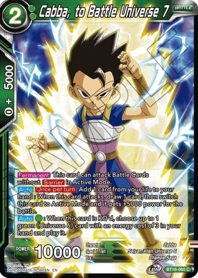 Cabba to Battle Universe 7 BT16-060 Realm of the Gods Dragonball Super card