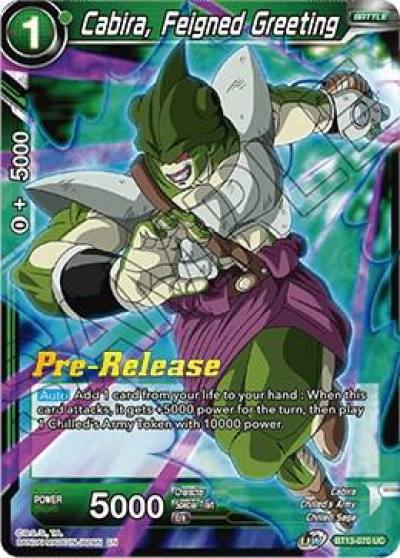 Cabira Feigned Greeting BT13-070 Supreme Rivalry Pre-Release Cards Dragonball Super card