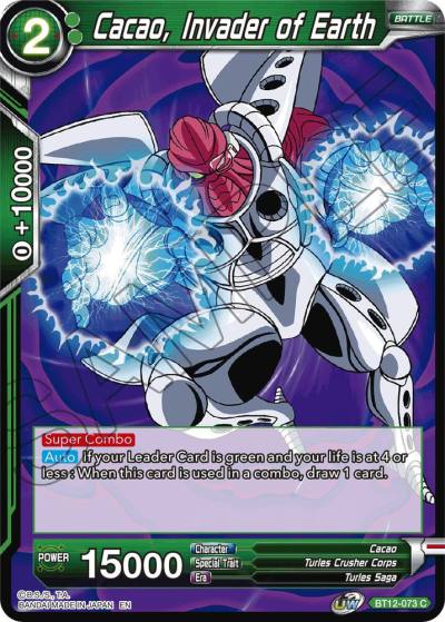 Cacao Invader of Earth BT12-073 Vicious Rejuvenation Dragonball Super card