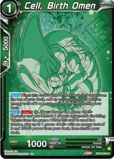 Cell Birth Omen BT21-094 Wild Resurgence Dragonball Super card