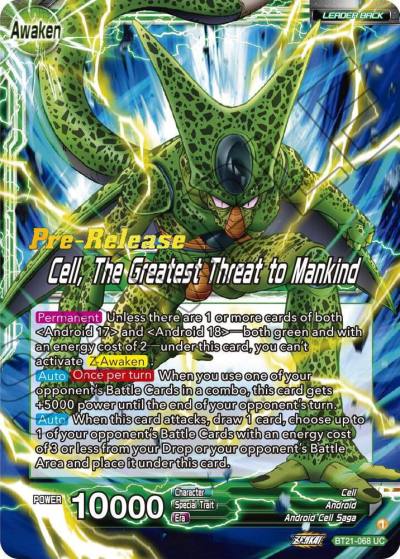 Cell Cell The Greatest Threat to Mankind BT21-068 Wild Resurgence Pre-Release Cards Dragonball Super card