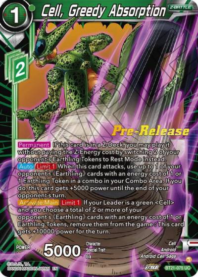 Cell Greedy Absorption BT21-075 Wild Resurgence Pre-Release Cards Dragonball Super card