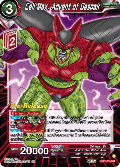 Cell Max Advent of Despair BT22-005 Critical Blow Pre-Release Cards Dragonball Super card