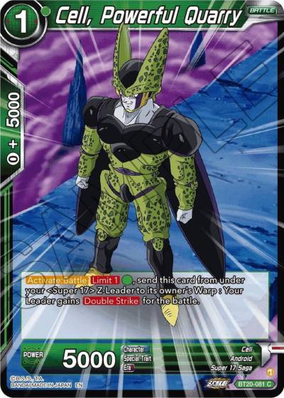 Cell Powerful Quarry BT20-081 Power Absorbed Dragonball Super card