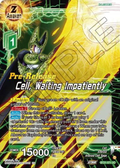 Cell Waiting Impatiently BT21-071 Wild Resurgence Pre-Release Cards Dragonball Super card