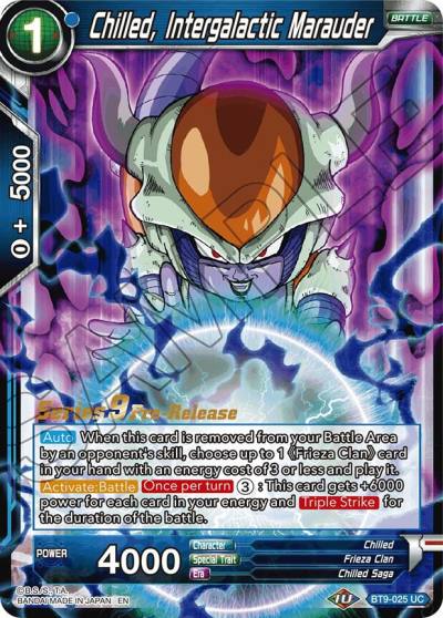 Chilled Intergalactic Marauder BT9-025 Universal Onslaught Pre-Release Cards Dragonball Super card