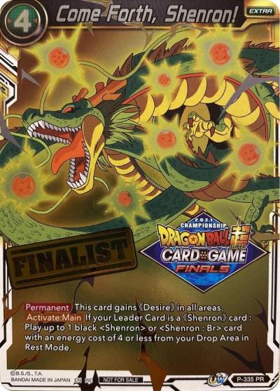 Come Forth Shenron Championship 2021 Vault Set Finalist Gold Stamped P-335 Promotion Cards Dragonball Super card
