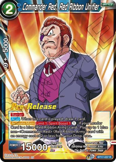 Commander Red Red Ribbon Unifier BT17-037 Ultimate Squad Pre-Release Cards Dragonball Super card