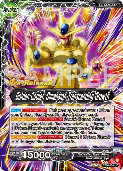 Cool Golden Cooler Dimension Transcending Growth BT26-120 Ultimate Advent Pre-Release Cards Dragonball Super card