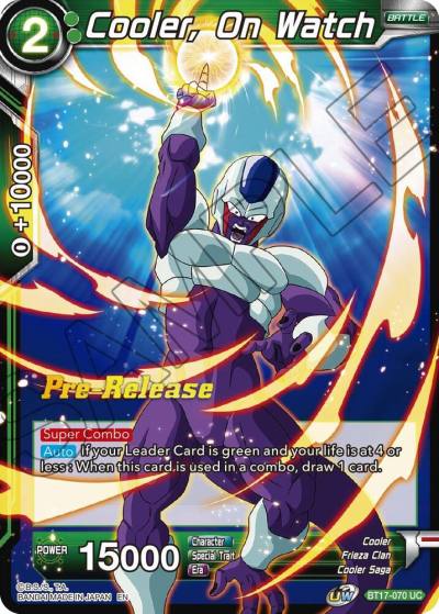 Cooler On Watch BT17-070 Ultimate Squad Pre-Release Cards Dragonball Super card