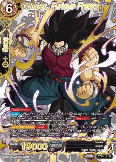 Cumber Furious Frenzy Gold Stamped BT20-131 Power Absorbed Dragonball Super card