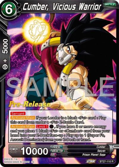Cumber Vicious Warrior BT27-110 History of Z Pre-Release Cards Dragonball Super card