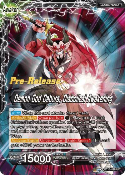 Dabura Demon God Dabura Diabolical Awakening BT16-098 Realm of the Gods Pre-Release Cards Dragonball Super card