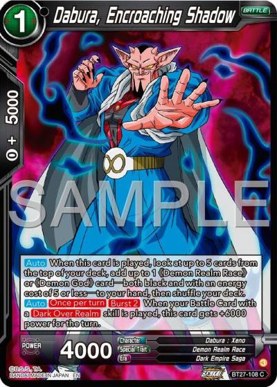 Dabura Encroaching Shadow BT27-108 History of Z Dragonball Super card