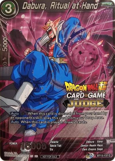 Dabura Ritual at Hand Judge Pack Vol12 BT13-137 Tournament Promotion Cards Dragonball Super card
