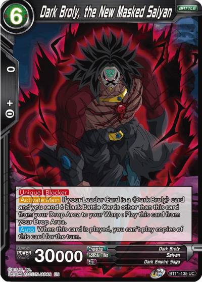 Dark Broly the New Masked Saiyan Foil BT11-135 Vermilion Bloodline Dragonball Super card