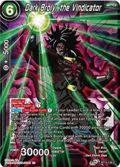 Dark Broly the Vindicator BT13-136 Supreme Rivalry Dragonball Super card