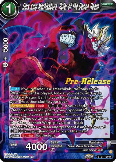 Dark King Mechikabura Ruler of the Demon Realm BT21-139 Wild Resurgence Pre-Release Cards Dragonball Super card