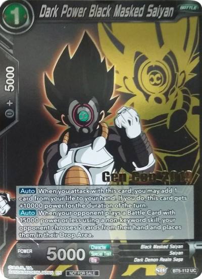 Dark Power Black Masked Saiyan Gen Con 2019 BT5-112 Promotion Cards Dragonball Super card