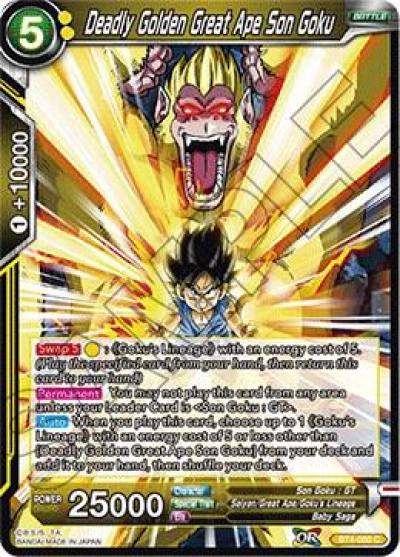 Deadly Golden Great Ape Son Goku BT4-080 Colossal Warfare Dragonball Super card