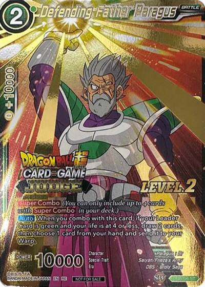 Defending Father Paragus Judge Pack Vol13 Level 2 SD8-04 Tournament Promotion Cards Dragonball Super card
