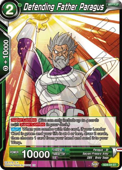 Defending Father Paragus Reprint SD8-04 Battle Evolution Booster Dragonball Super card