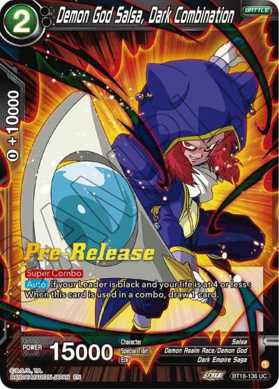 Demon God Salsa Dark Combination BT18-136 Dawn of the Z-Legends Pre-Release Cards Dragonball Super card